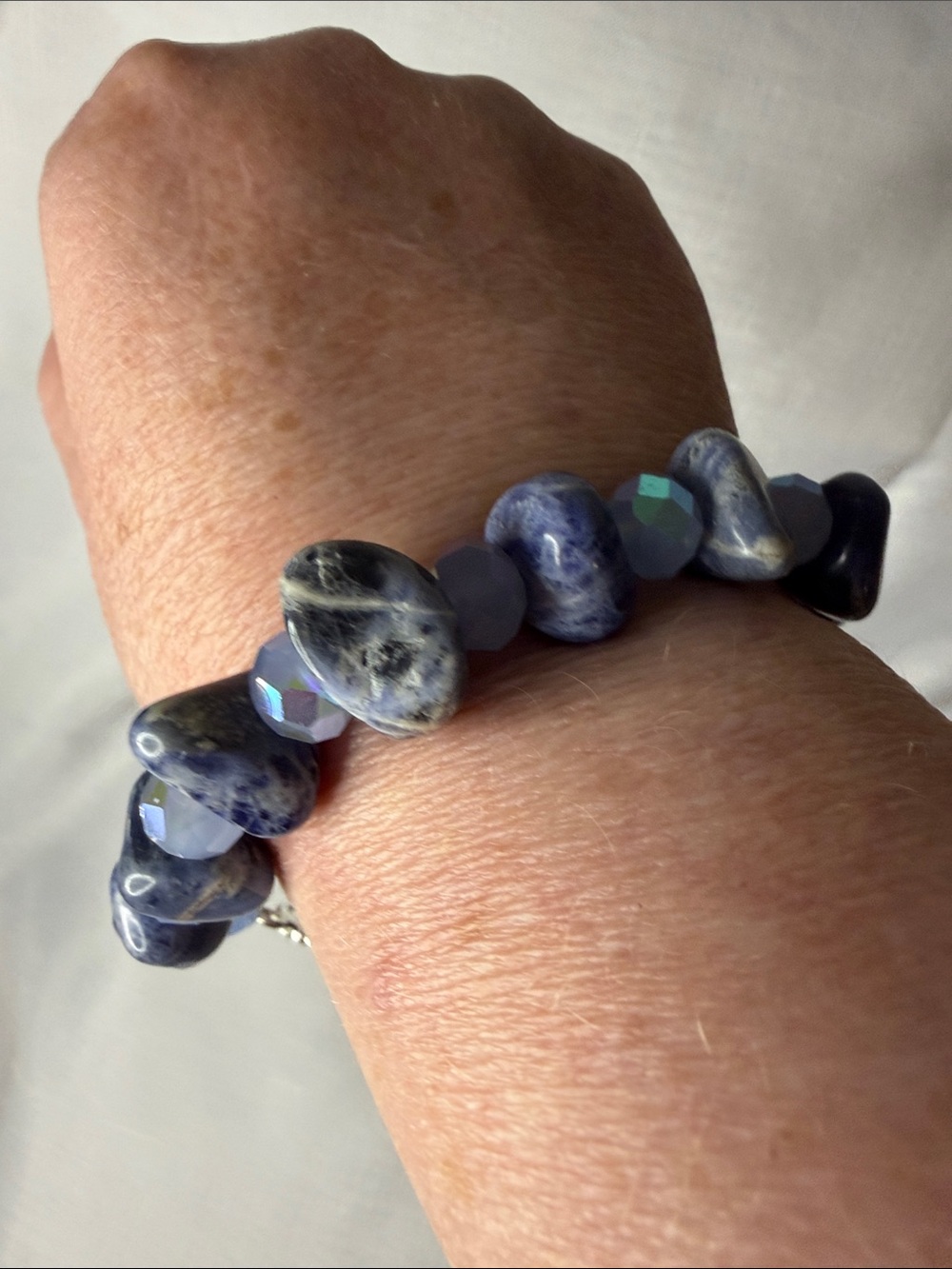 Handcrafted Sodalite and Crystal Chunky Bracelet - Picture 4 of 4